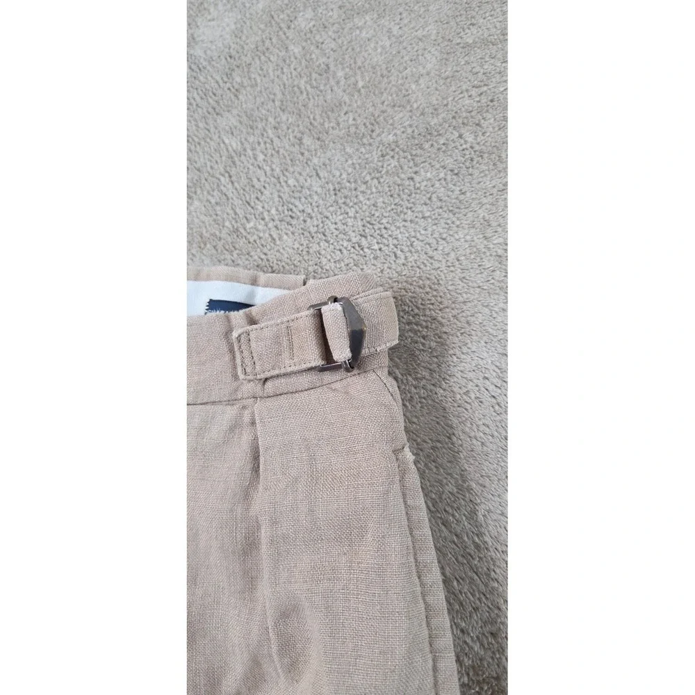 Vintage Polo Ralph Lauren Linen Blend Pants Men 32x28 Beige Pleared Cuffed Hem
